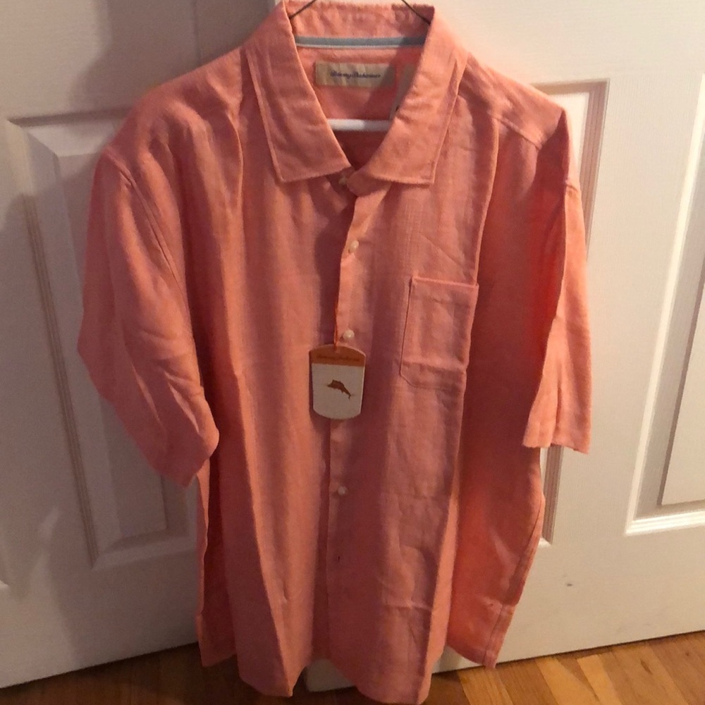 NWT Tommy Bahama Coral Linen Dress Shirt